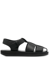 The Row Fisherman Leather Sandals In Black