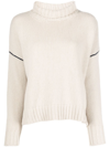 Woolrich Virgin Wool Rollneck Jumper In Nude