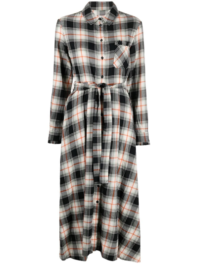 Woolrich Light Check Dress In Flame Black Check