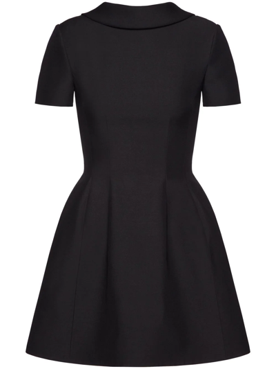 Valentino Crepe Couture Bow-detail Short Dress In Black
