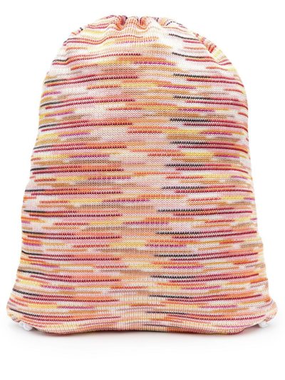 Missoni Knitted Drawstring Backpack In Orange