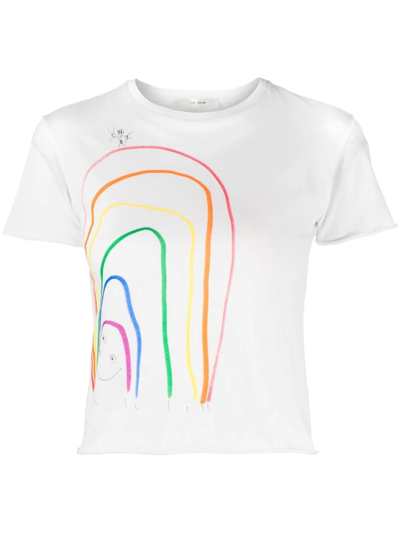 The Row Rainbow Printed Organic Cotton-jersey T-shirt In Natural White