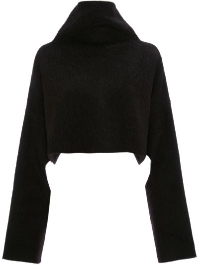 Jw Anderson Cut-out Oversized Cropped Jumper In Black