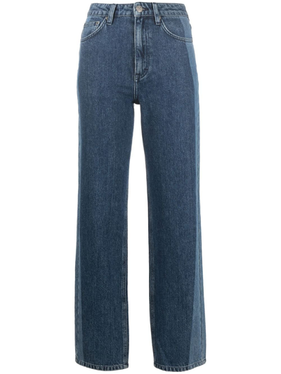 Rotate Birger Christensen Betty Cotton Denim Straight Jeans In Blue