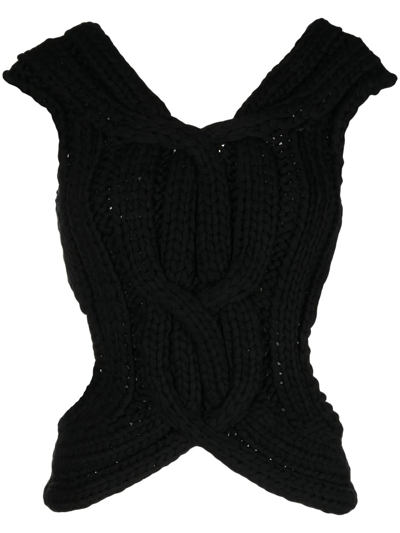 Dion Lee Chunky-knit Cut-out Vest In Schwarz