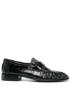 The Row Soft Leather Flat Loafers In Black