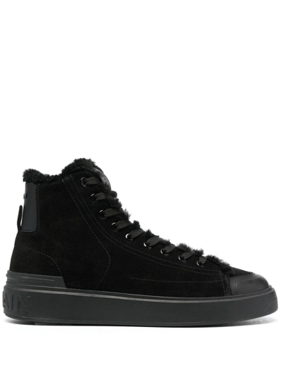 Balmain High-top Suede Trainers In Black