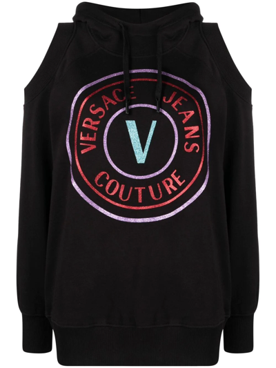 Versace Jeans Couture Logo-print Cotton Hoodie In Schwarz