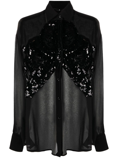 Ermanno Scervino Sequin-embellished Blouse In Black
