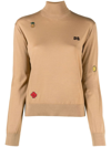 Dsquared2 Logo-embroidered Roll Neck Jumper In Brown