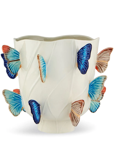 Bordallo Pinheiro 'cloudy Butterflies' Vase In Multicolour