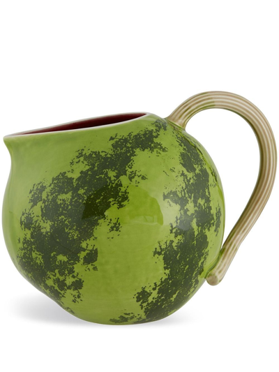 Bordallo Pinheiro 'melancia' Glazed Pitcher In Green