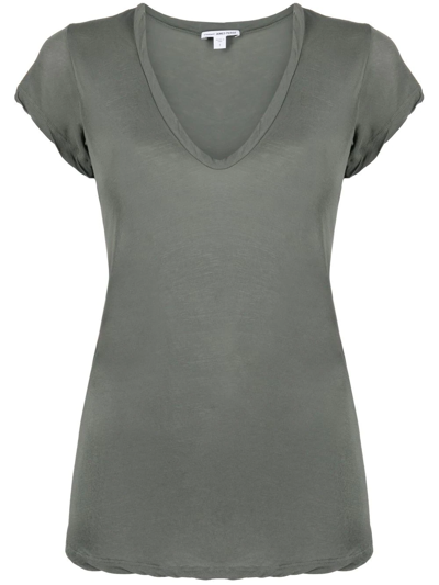 James Perse V-neck Short-sleeve T-shirt In Grey