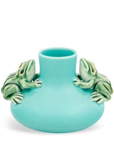 Bordallo Pinheiro 'jarra Rãs' Frog-ornament Vase In Green
