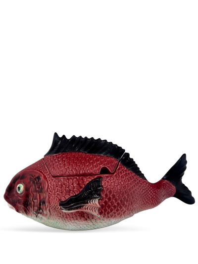 Bordallo Pinheiro 'peixes' Fish Tureen In Red