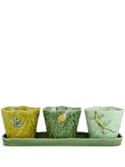 Bordallo Pinheiro 'jardim De Insetos' Set Of Three In Green