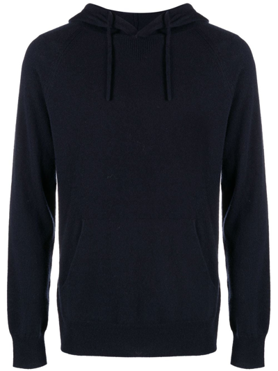 Emporio Armani Logo-embroidered Hoodie In Blau