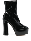 Stuart Weitzman Skyhigh Patent-leather Platform Ankle Boots In Black