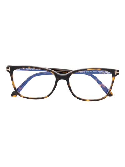 Tom Ford Tortoiseshell-effect Square-frame Glasses In Braun