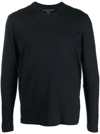 Majestic Crew Neck Long-sleeved T-shirt In Blau