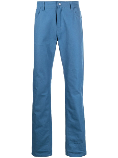 Raf Simons Logo Plaque Straight-leg Trousers In Blau
