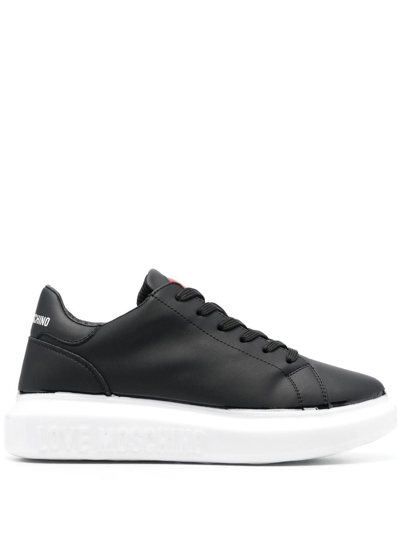 Love Moschino Low-top Lace-up Sneakers In Schwarz