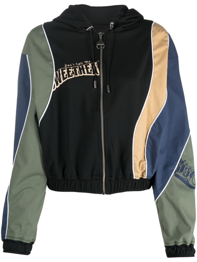 Ahluwalia Colour-block Cropped Jacket In Schwarz