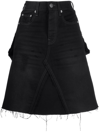 BALENCIAGA RIP-DETAIL A-LINE DENIM SKIRT