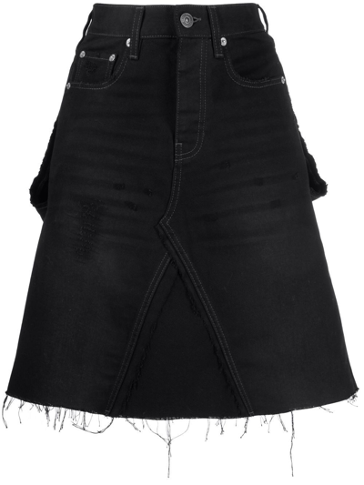 Balenciaga Rip-detail A-line Denim Skirt In Black