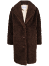 STAND STUDIO FAUX-SHEARLING BUTTON-FRONT COAT