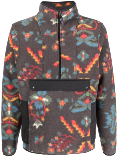 Patagonia Graphic Print Fleece Jacket In Grau