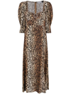 Rixo London Rixo All-over Leopard Printed Midi Dress In Braun
