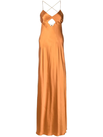 Michelle Mason Cut-out Detail Gown In Orange