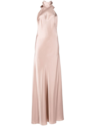 Michelle Mason Backless Halter-neck Gown In Rosa