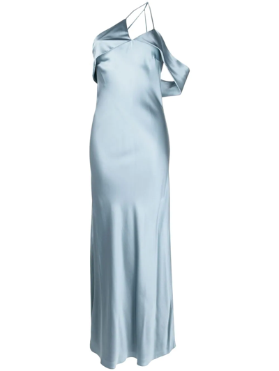 Michelle Mason Bias-cut One-shoulder Gown In Grau