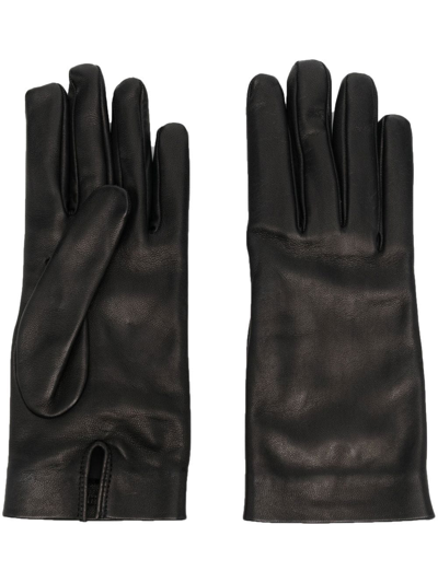 Saint Laurent Silk-lined Leather Gloves In Schwarz