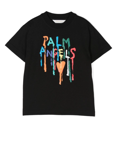 Palm Angels Logo-print Cotton T-shirt In Schwarz