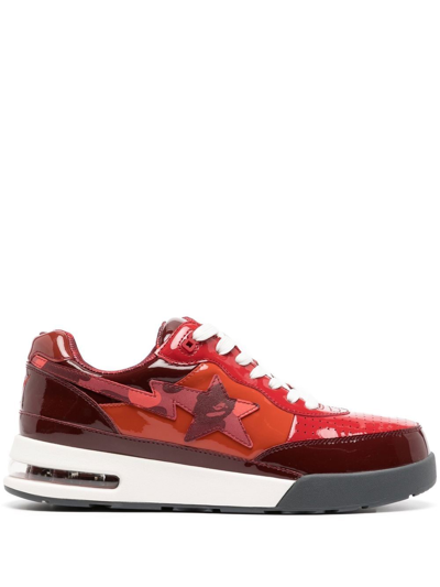 A Bathing Ape Patent-leather Low-top Sneakers In Rot