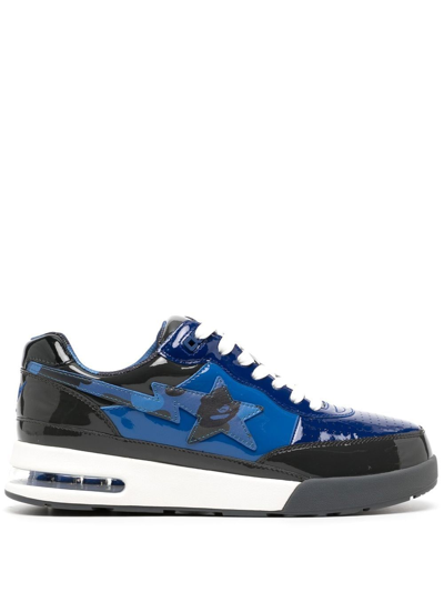 A Bathing Ape Patent-leather Low-top Sneakers In Blau