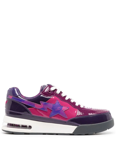 A Bathing Ape Patent-leather Low-top Sneakers In Violett