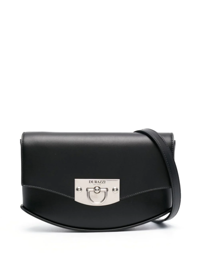 Durazzi Milano Flip-lock Leather Shoulder Bag In Schwarz