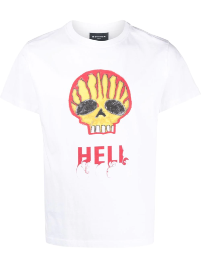 Botter White Skull Graphic-print Organic-cotton T-shirt