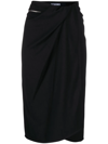 Jacquemus Wrap Effect Side Slit Midi Skirt In Black