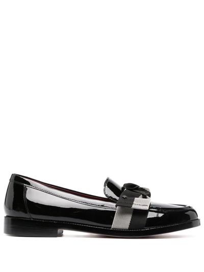 Kate Spade 24mm Bow-detail Leather Loafers In Black Multi