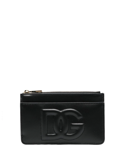 Dolce & Gabbana Dg Logo Zip Purse In Black