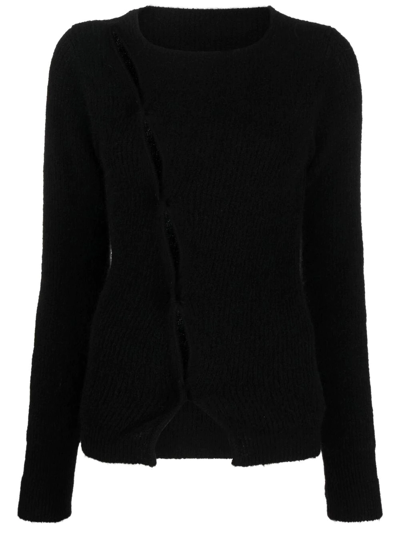 Jacquemus Pau Asymmetric Knitted Cardigan In Black