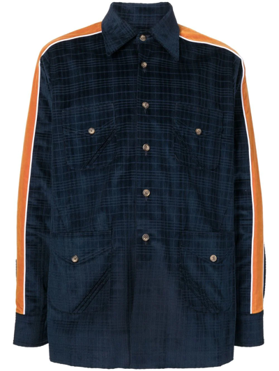 Ahluwalia Contrasting Stripe-detail Shirt In Blau