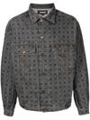 Ahluwalia All-over Graphic-print Denim Jacket In Grau