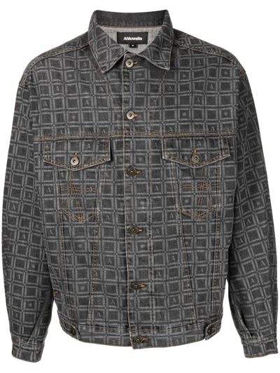 Ahluwalia All-over Graphic-print Denim Jacket In Grey