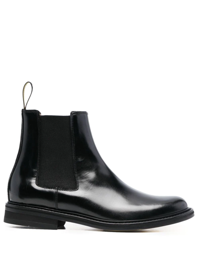 Doucal's Logo-tab Leather Ankle Boots In Schwarz